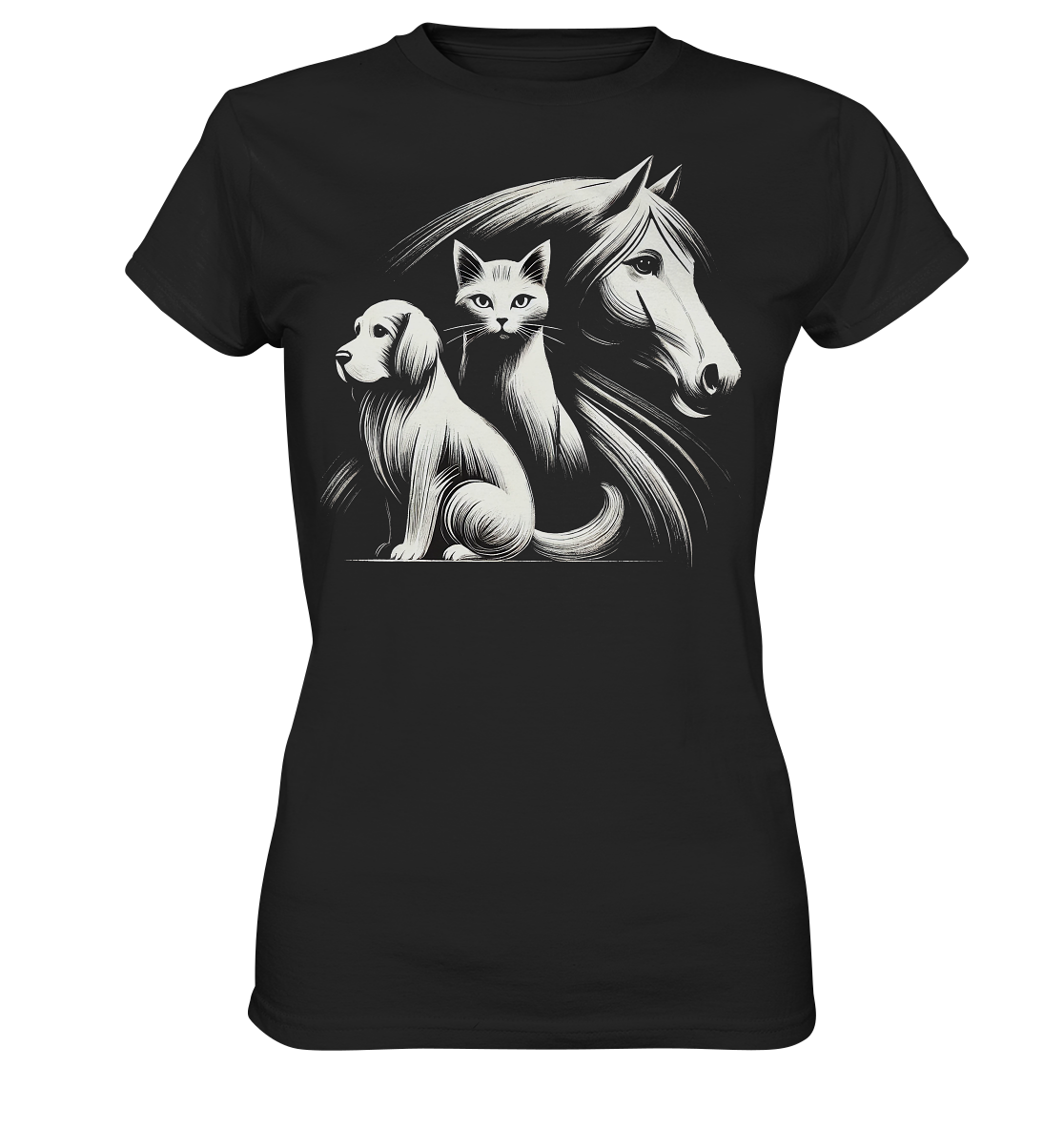 Hund, Katze, Pferd - Illustration - Ladies Premium Shirt