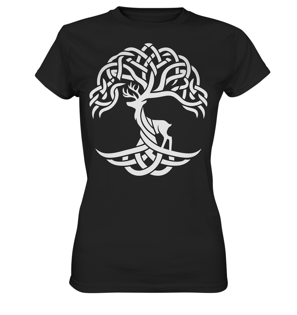 Keltischer Lebensbaum mit Hirsch - Ladies Premium Shirt