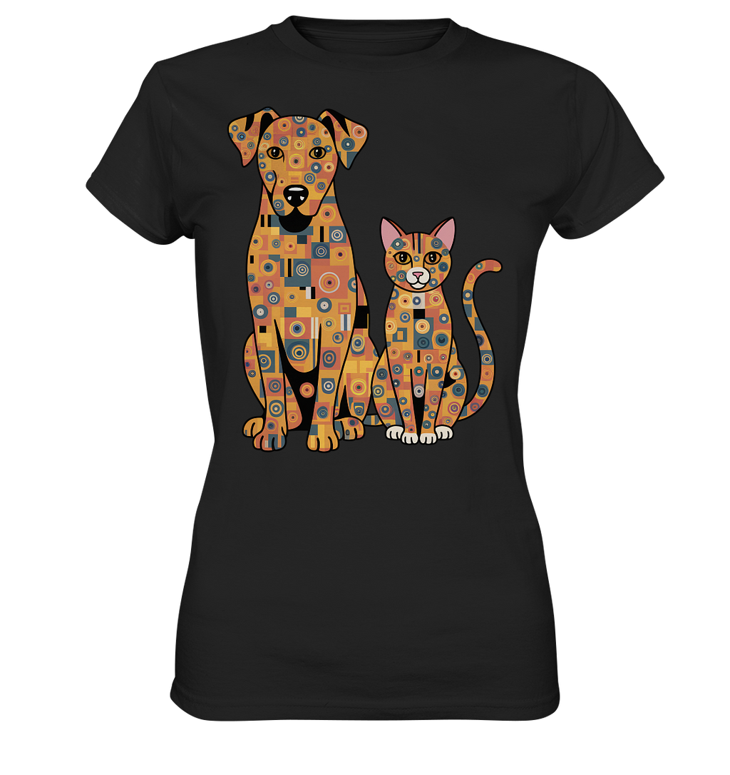 Illustration Hund und Katze in Klimt  Style - Ladies Premium Shirt