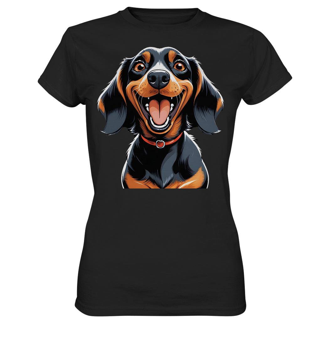 Happy Dackel Cartoon - Ladies Premium Shirt