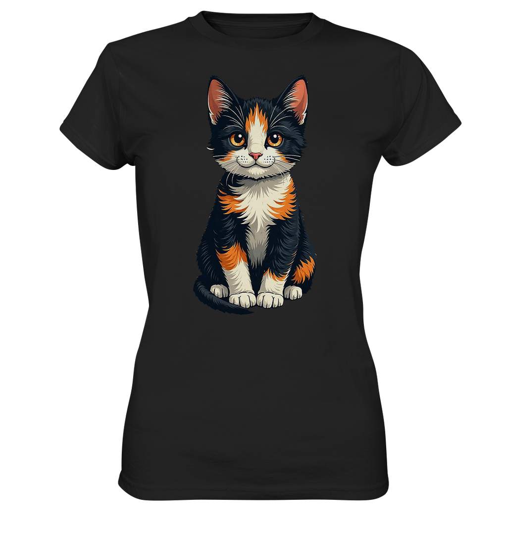 Süsse Glückskatze Illustration  - Ladies Premium Shirt