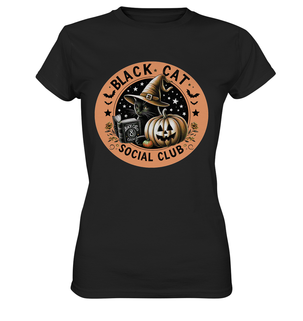 Halloween Black Cat Social Club - Ladies Premium Shirt