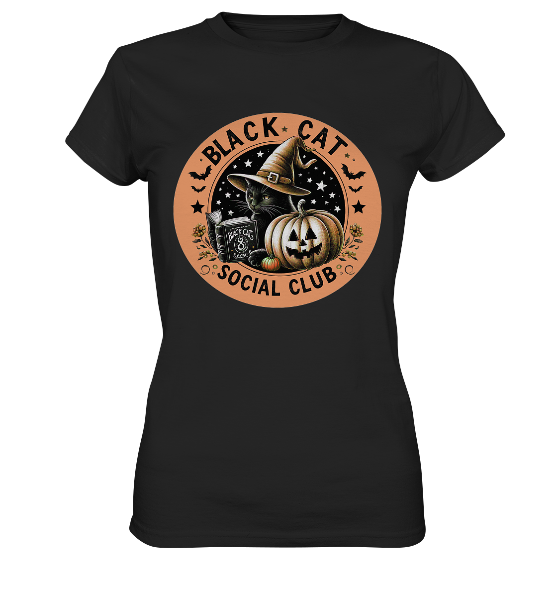 Halloween Black Cat Social Club - Ladies Premium Shirt