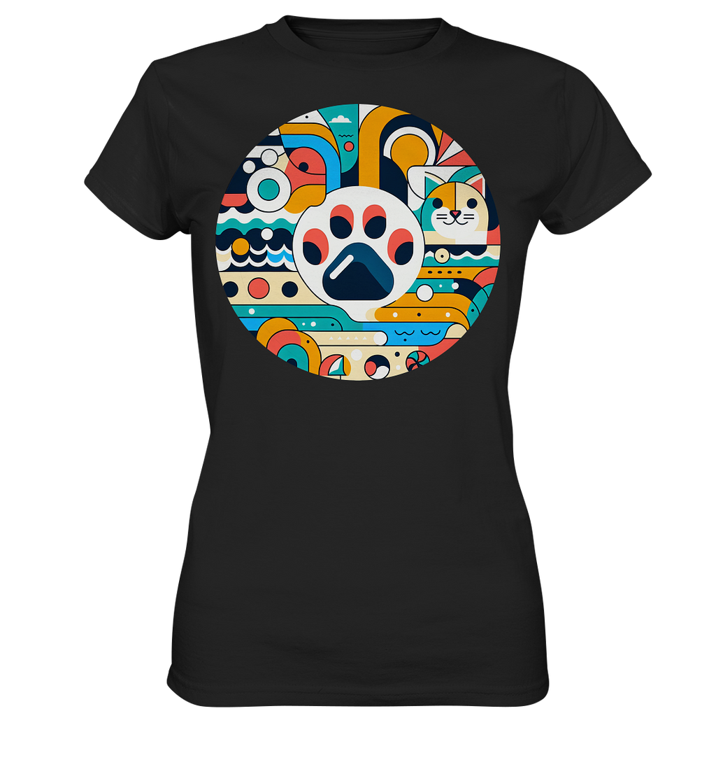 Pfote modern Art mit Katze - Ladies Premium Shirt