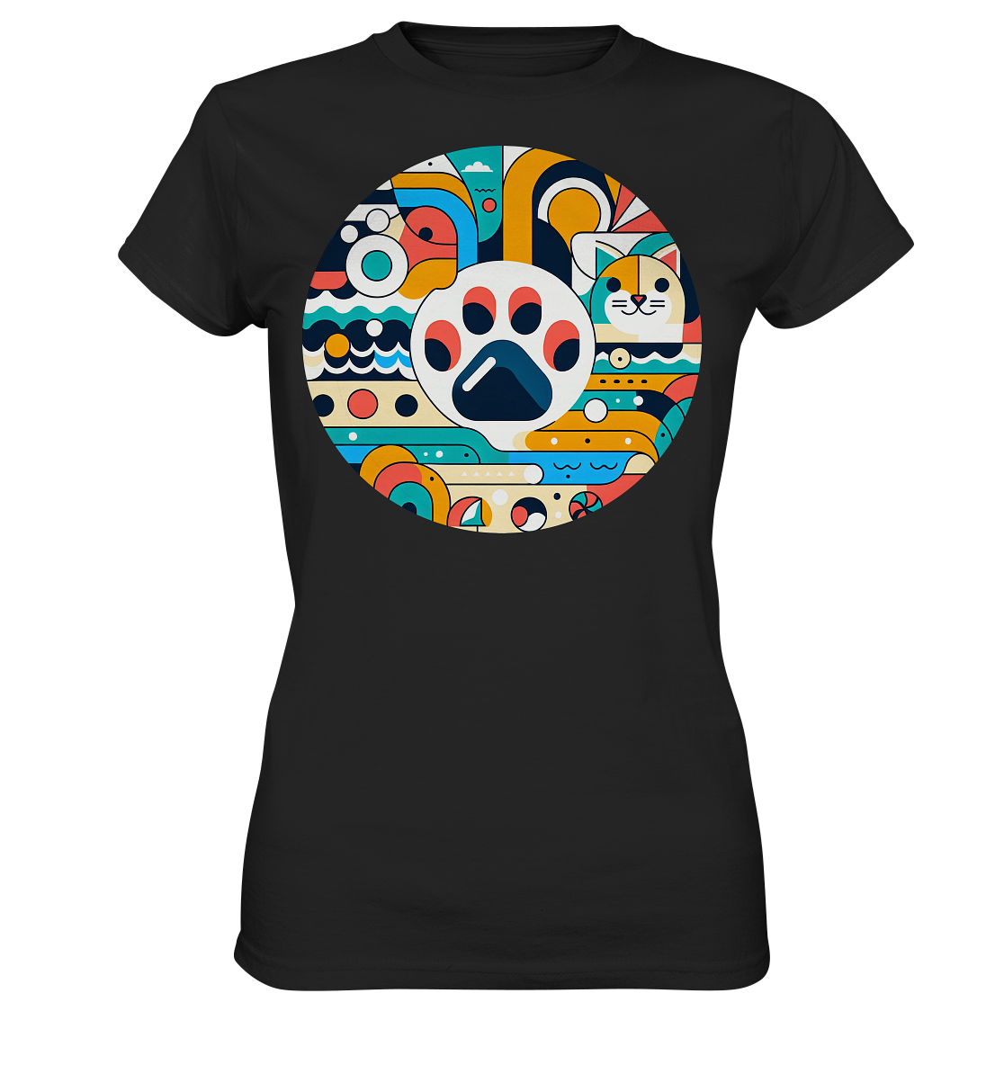 Pfote modern Art mit Katze - Ladies Premium Shirt