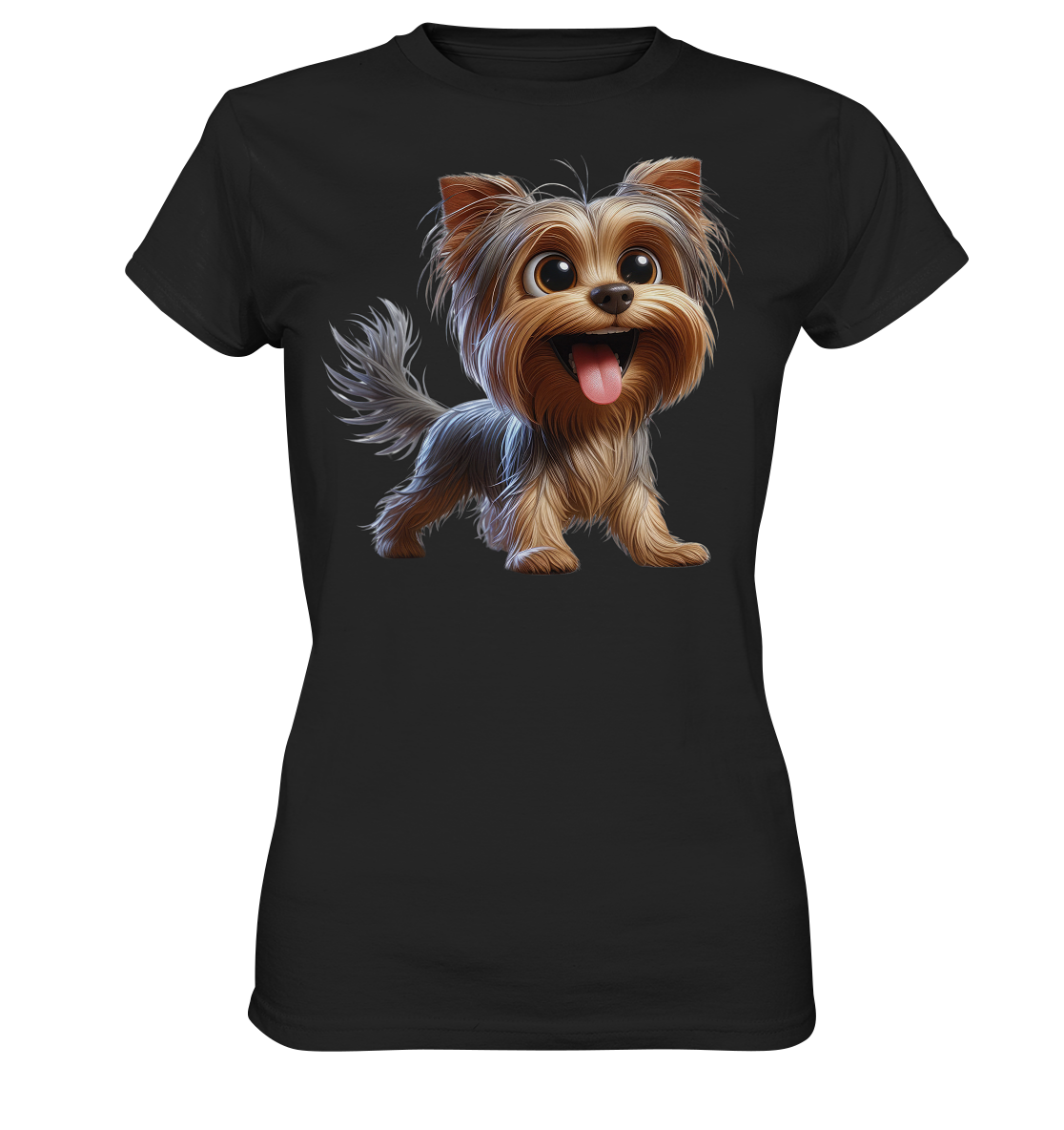 Yorkshire Terrier Cartoon - personalisierbar - Ladies Premium Shirt