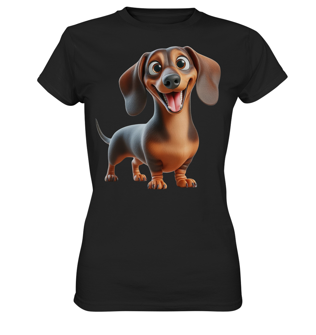 Happy Dackel Cartoon - personalisierbar - Ladies Premium Shirt