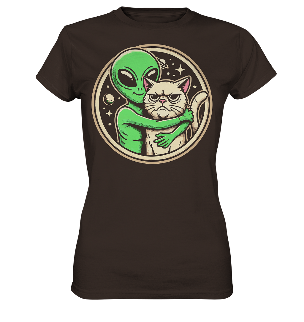Alien mit Grumpy cat - Ladies Premium Shirt