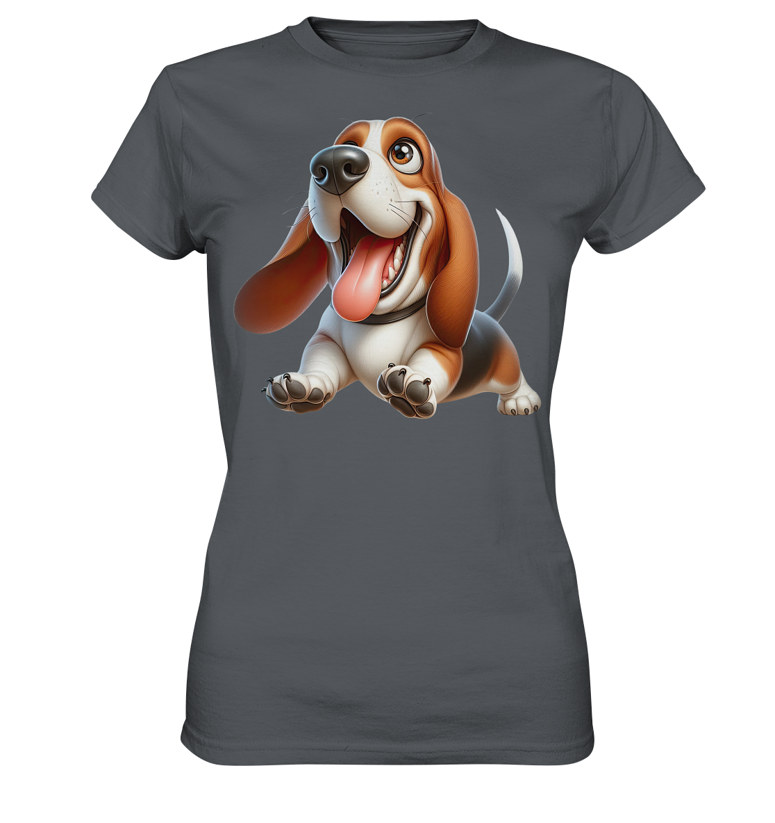 Basset Hound Cartoon personalisierbar - Ladies Premium Shirt