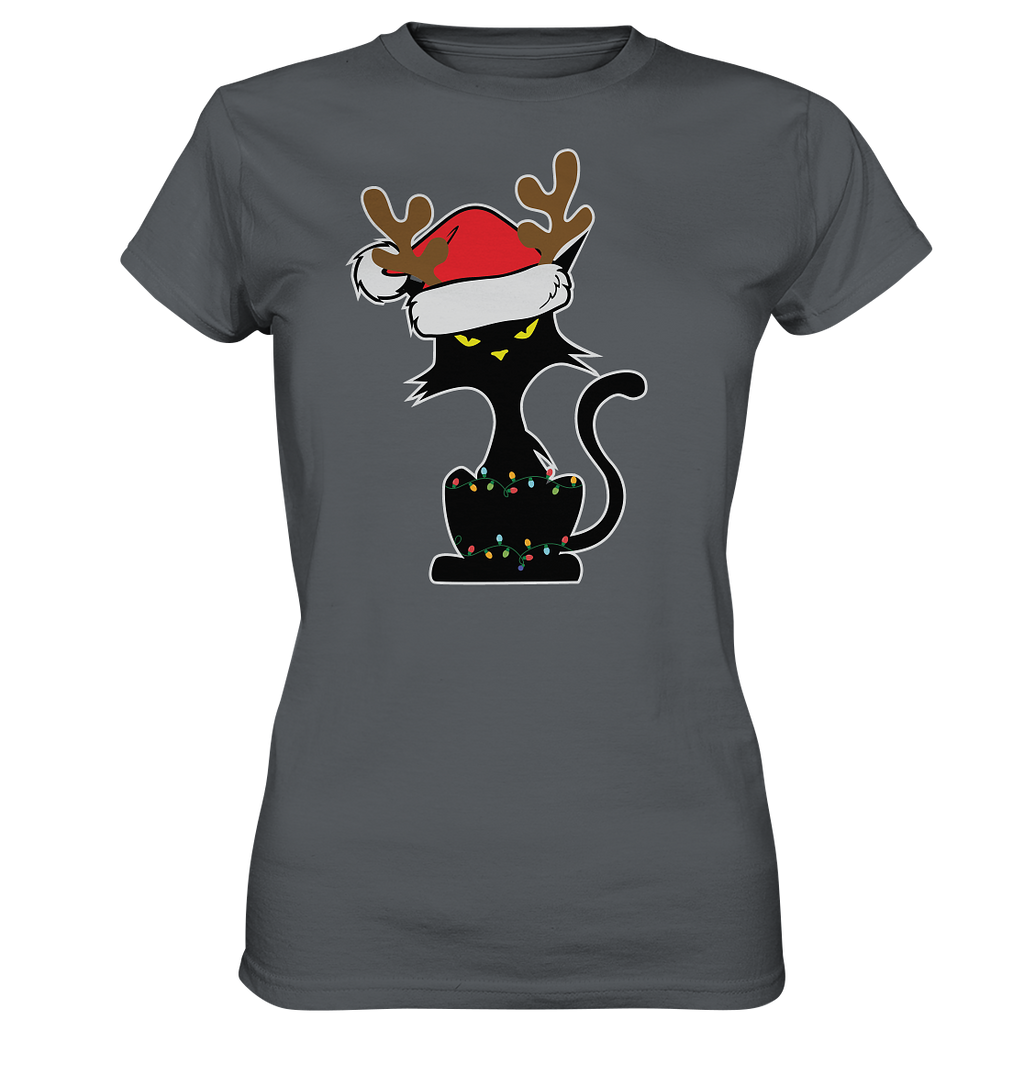 Grumpy Weihnachts Katze Cartoon - Ladies Premium Shirt