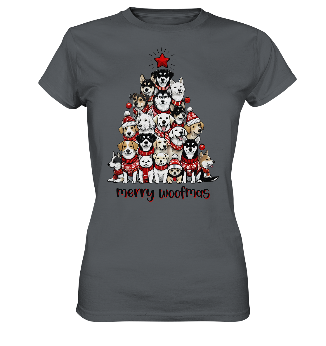 Weihnachten Christmas Hunde Baum Merry Woofmas - Ladies Premium Shirt
