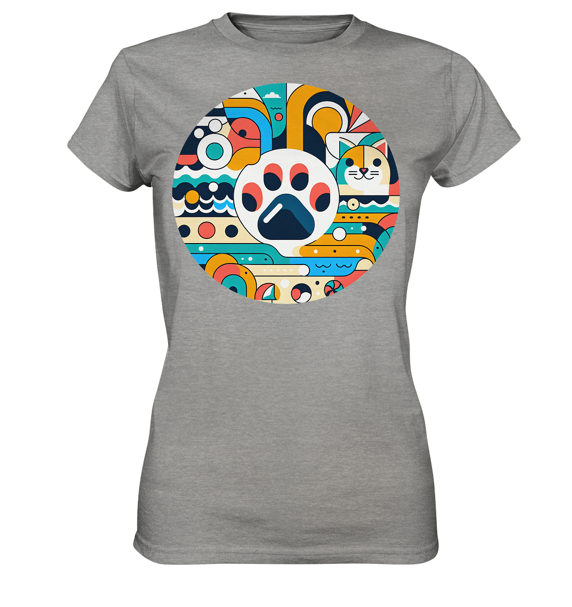 Pfote modern Art mit Katze - Ladies Premium Shirt