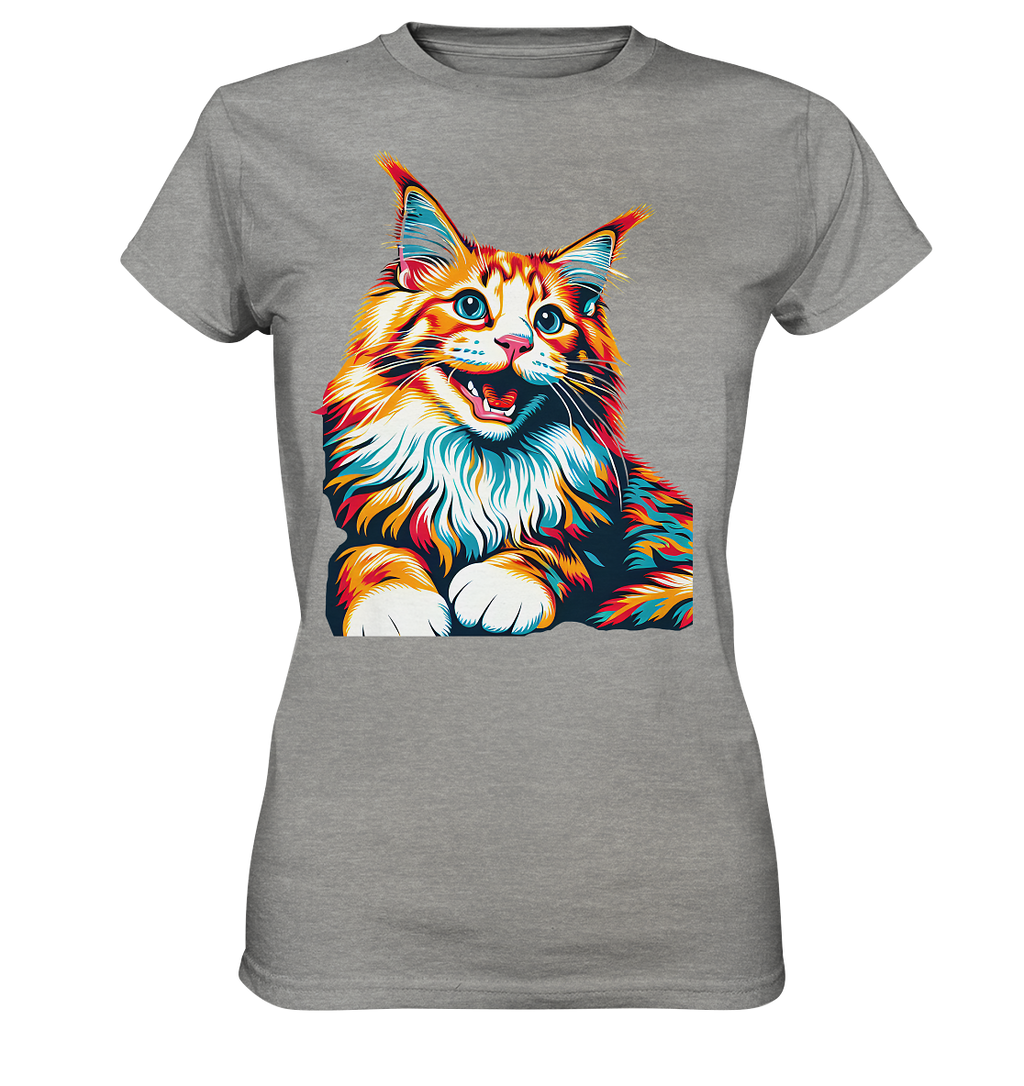 Maine Coon Katze Pop Art - personalisierbar - Ladies Premium Shirt