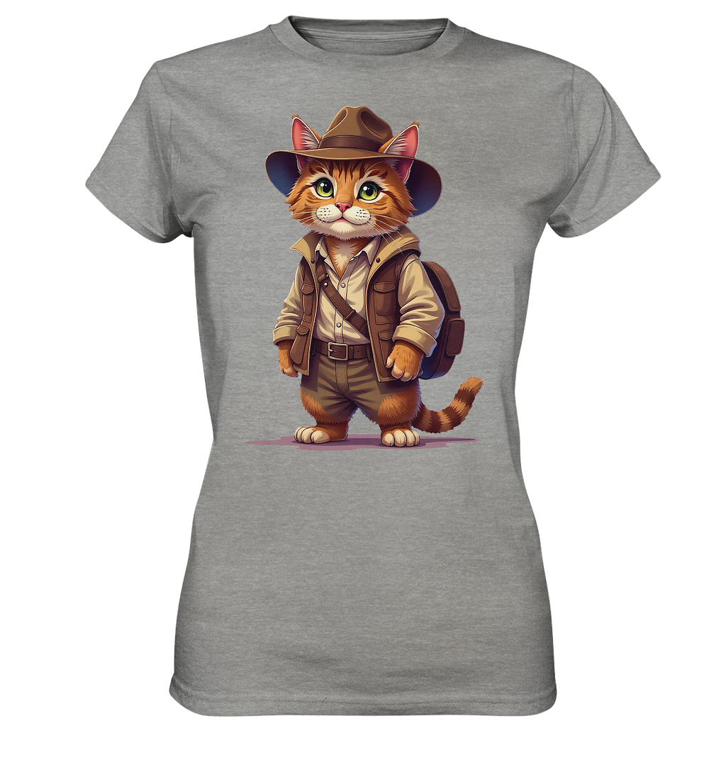 Abenteurer Katze Cartoon  - personalisierbar - Ladies Premium Shirt