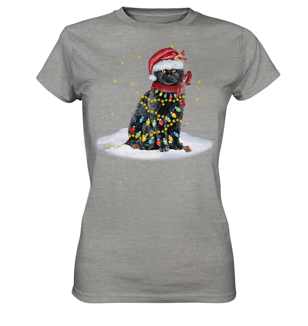 Lustige Weihnachts Katze Zeichnung - Ladies Premium Shirt