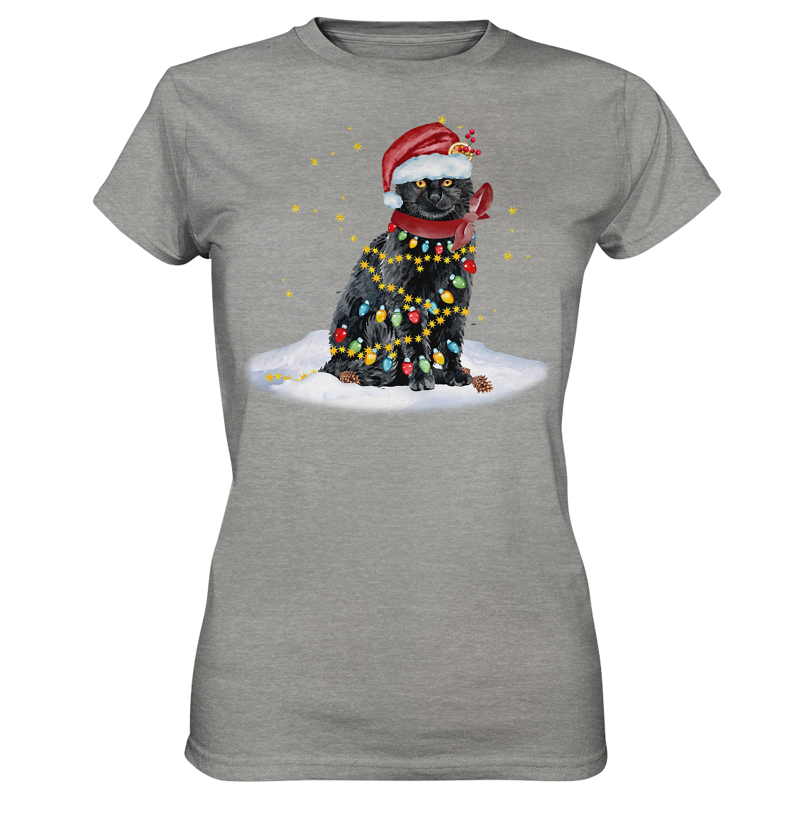 Lustige Weihnachts Katze Zeichnung - Ladies Premium Shirt