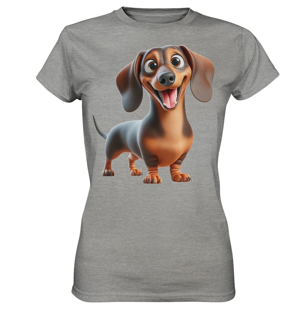 Happy Dackel Cartoon - personalisierbar - Ladies Premium Shirt