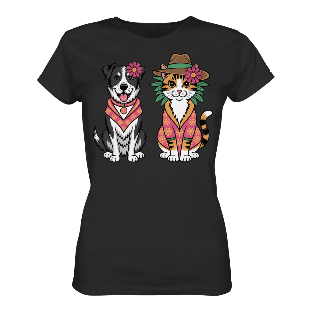 Hund und Katze Illustration Kahlo style - Ladies Premium Shirt