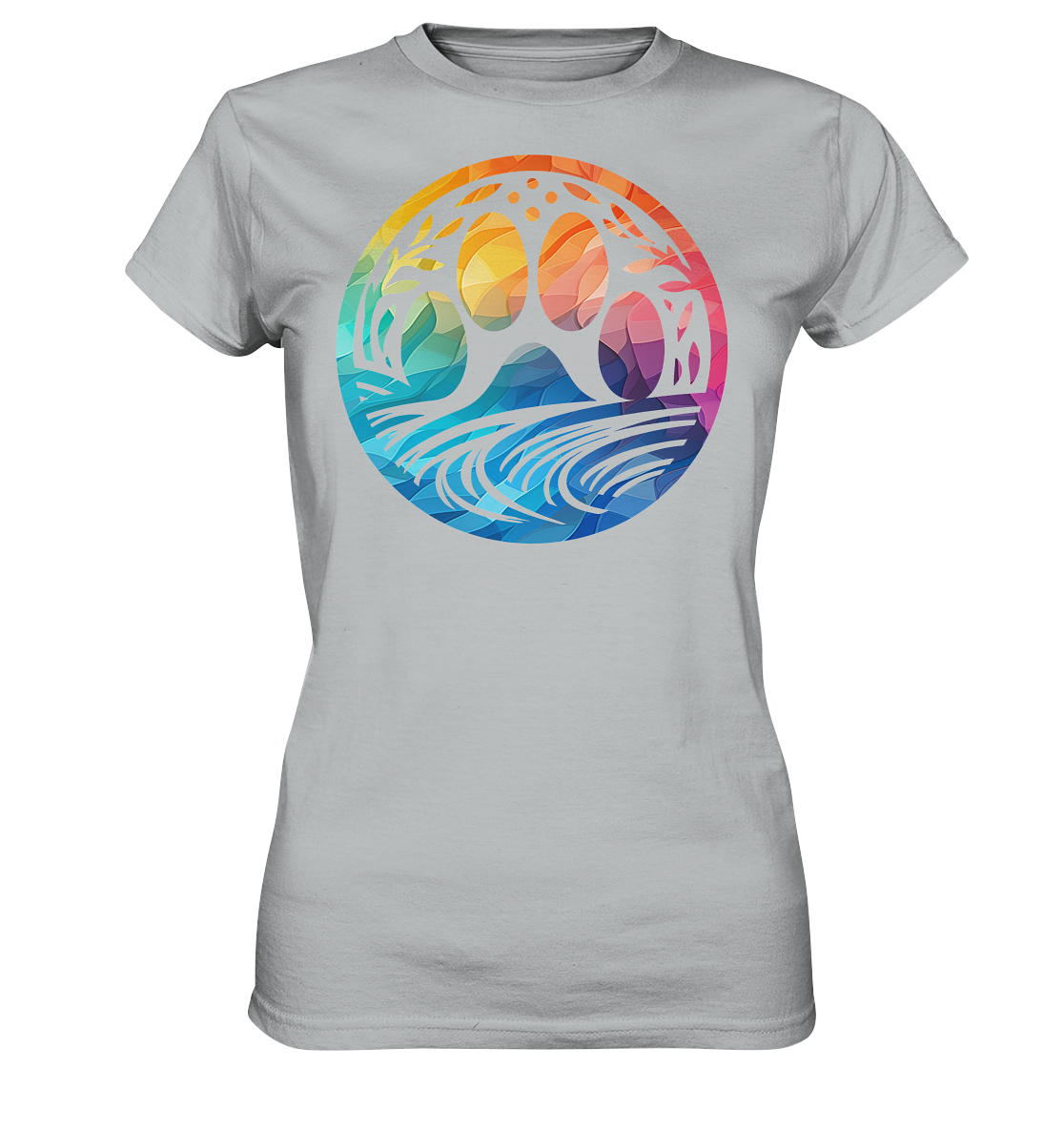 Modern Design Pfote mit regenbogenartigen Farbverlauf  - Ladies Premium Shirt