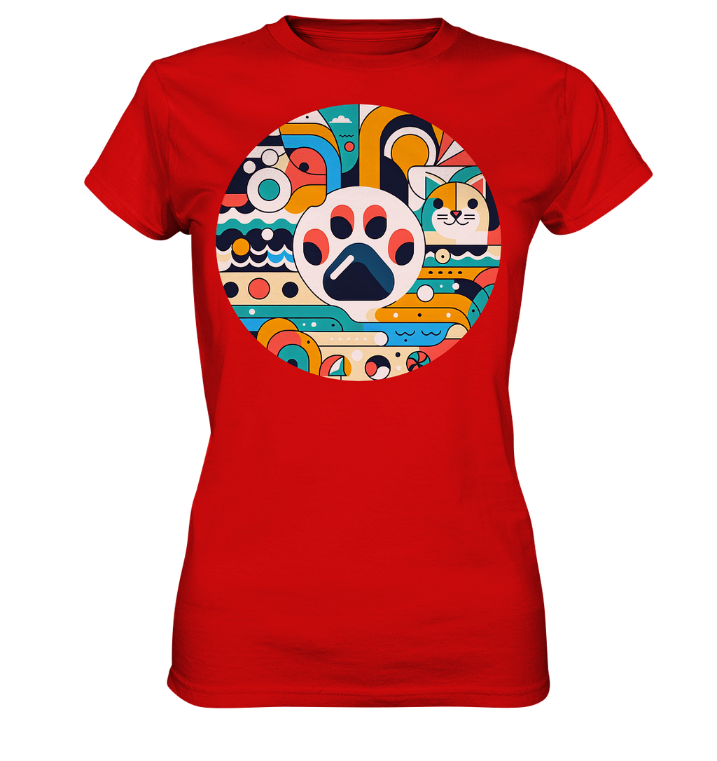 Pfote modern Art mit Katze - Ladies Premium Shirt
