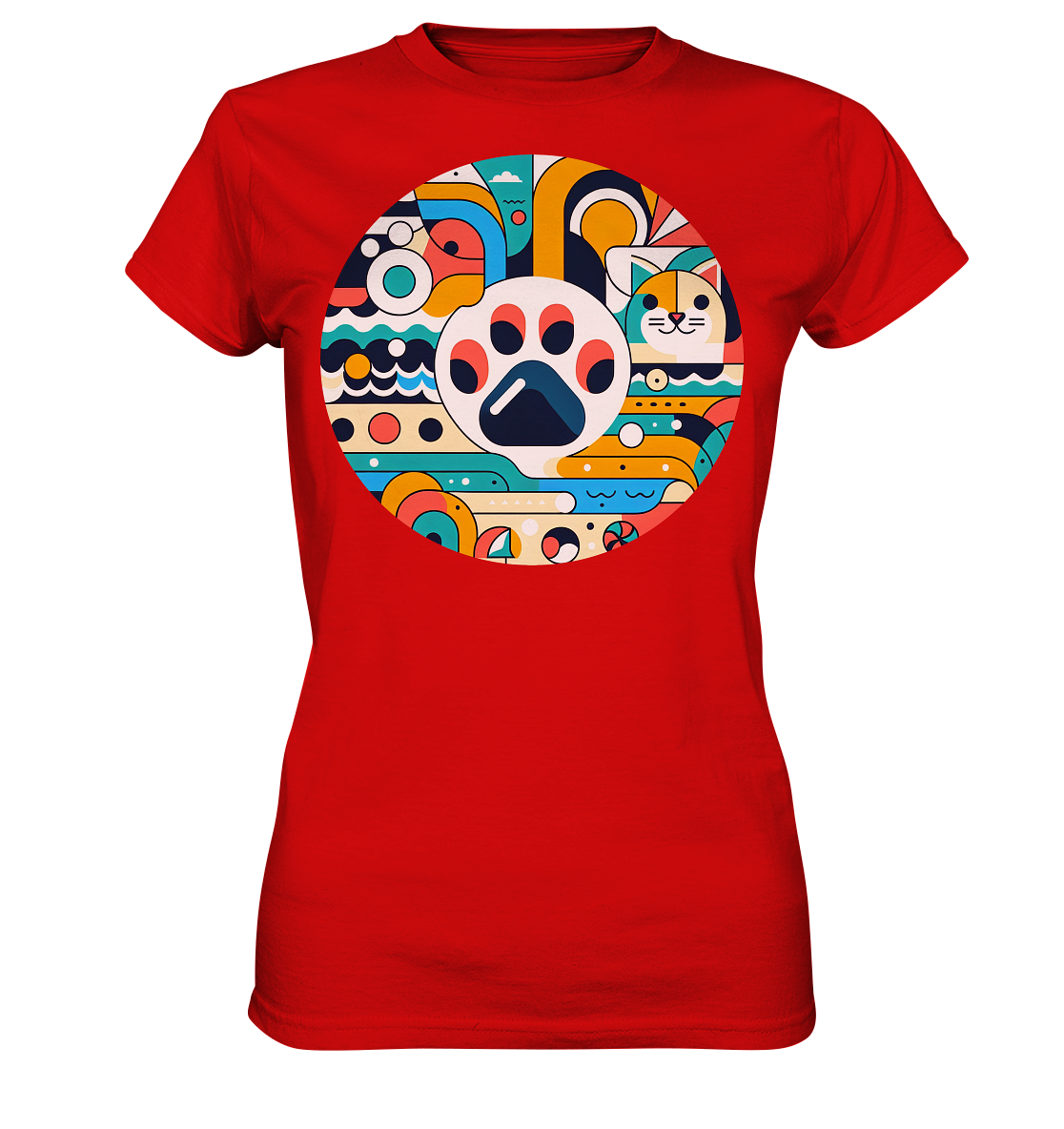 Pfote modern Art mit Katze - Ladies Premium Shirt