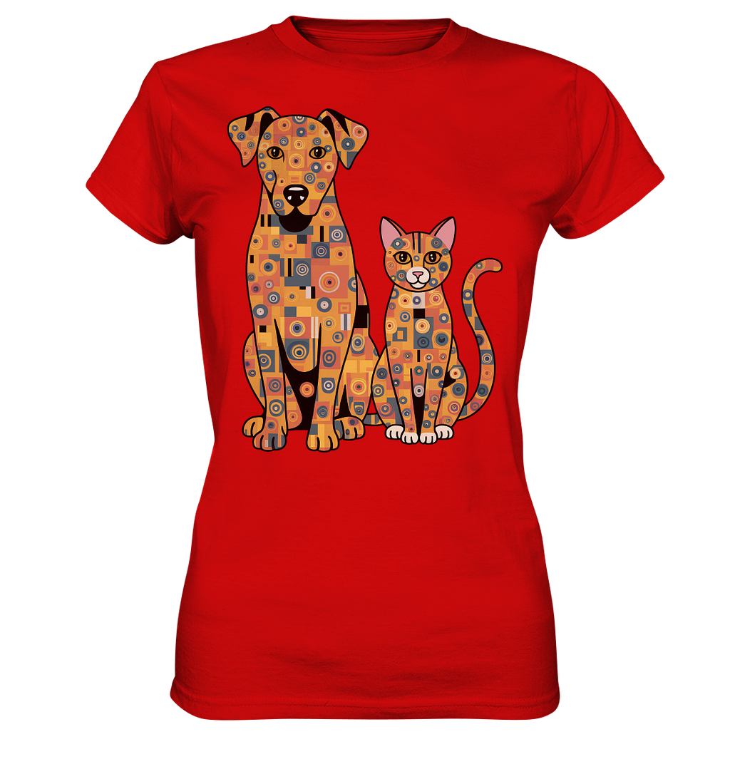 Illustration Hund und Katze in Klimt  Style - Ladies Premium Shirt