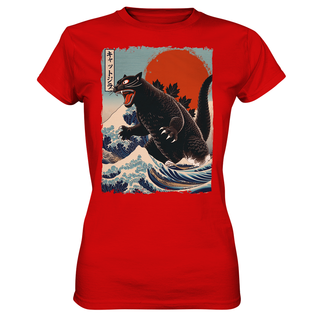 Cat - Zilla , Comic Style - Ladies Premium Shirt