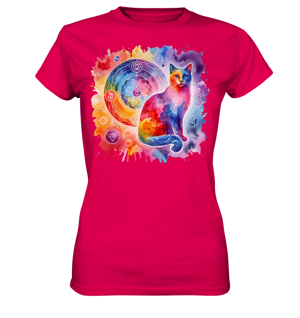 Ein Shakra Design mit Katze - Ladies Premium Shirt