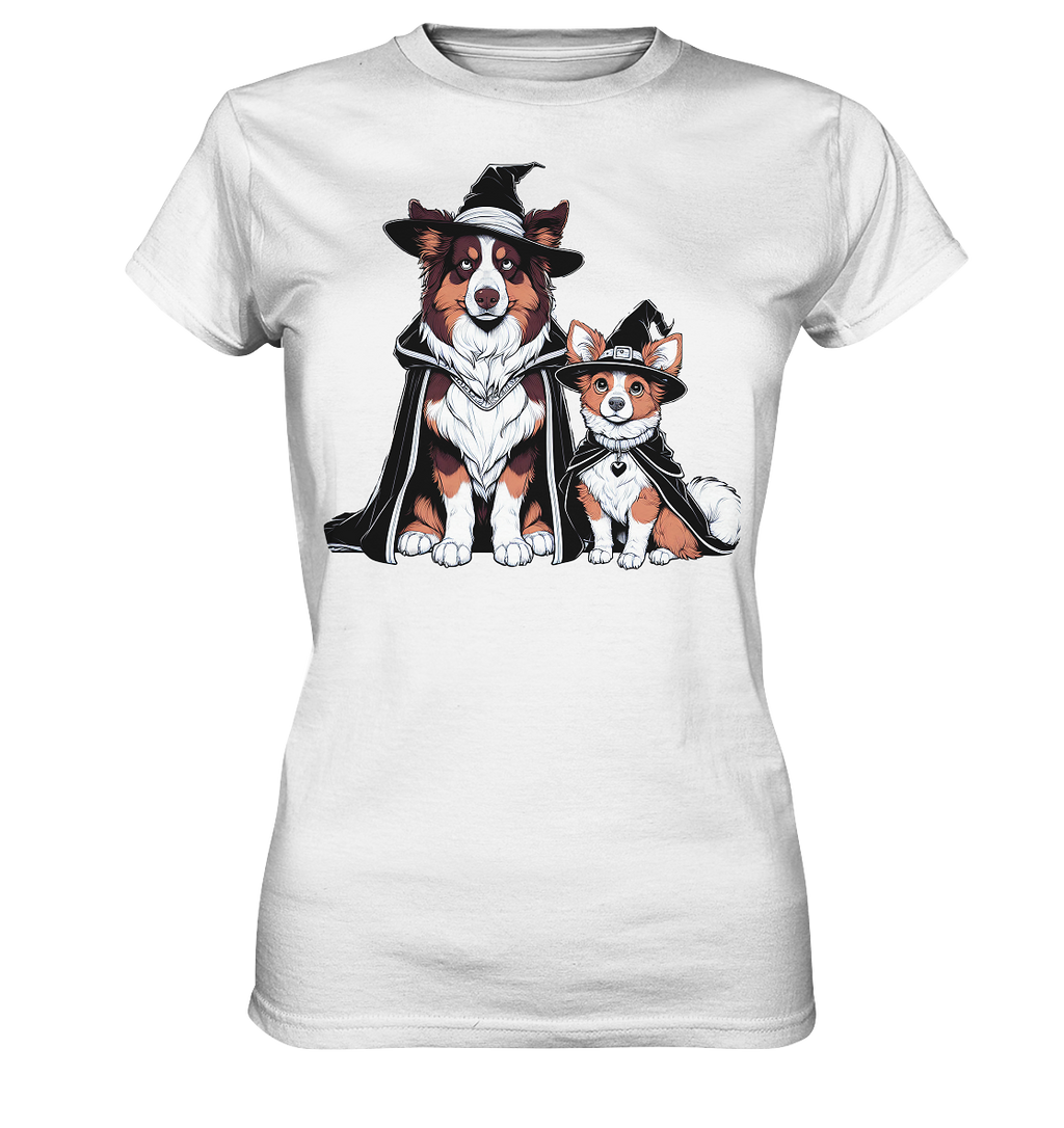 Halloween Wizard Hunde Terrier und Australian Sheppard  - Ladies Premium Shirt