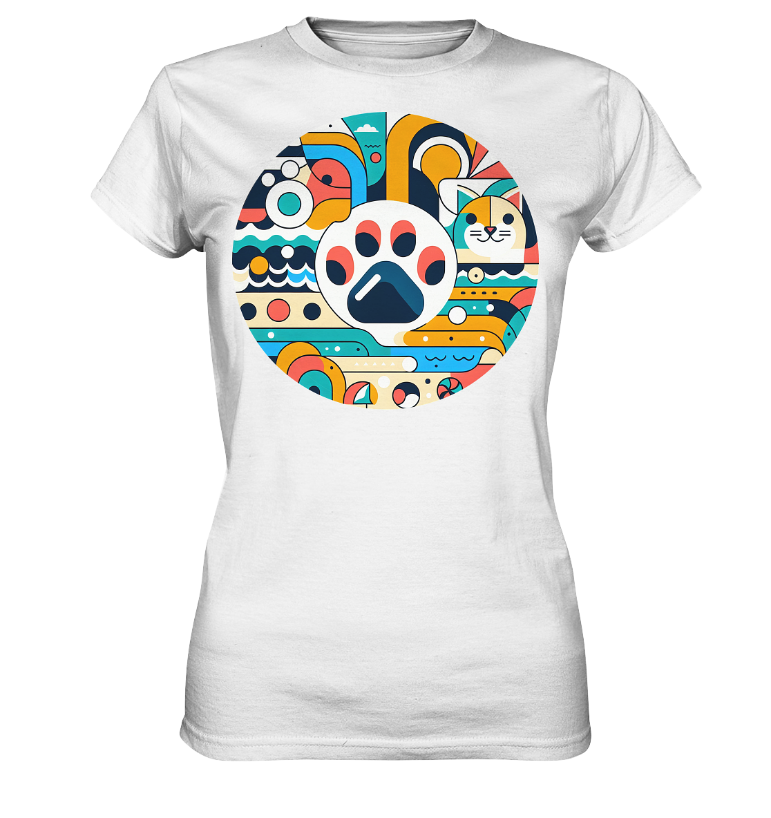 Pfote modern Art mit Katze - Ladies Premium Shirt
