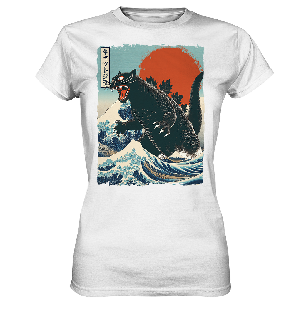 Cat - Zilla , Comic Style - Ladies Premium Shirt