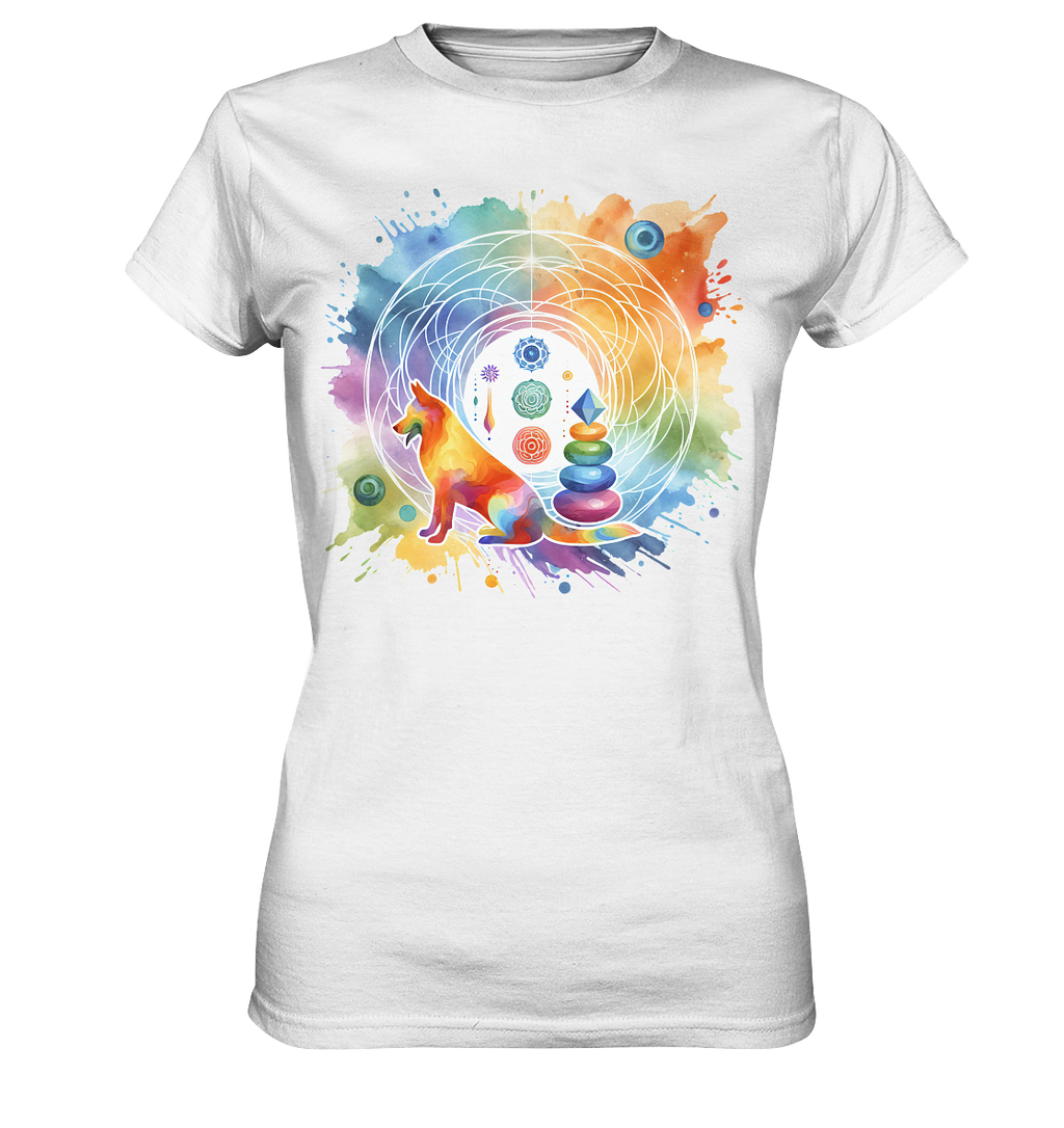 Chakra Art mit Hund Aquarell  - Ladies Premium Shirt