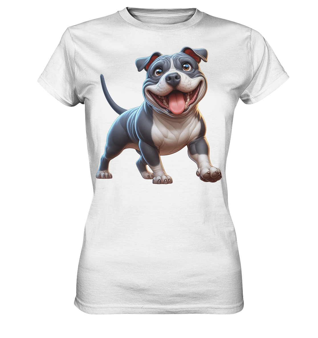 Pittbull Cartoon Hund personalisierbar - Ladies Premium Shirt