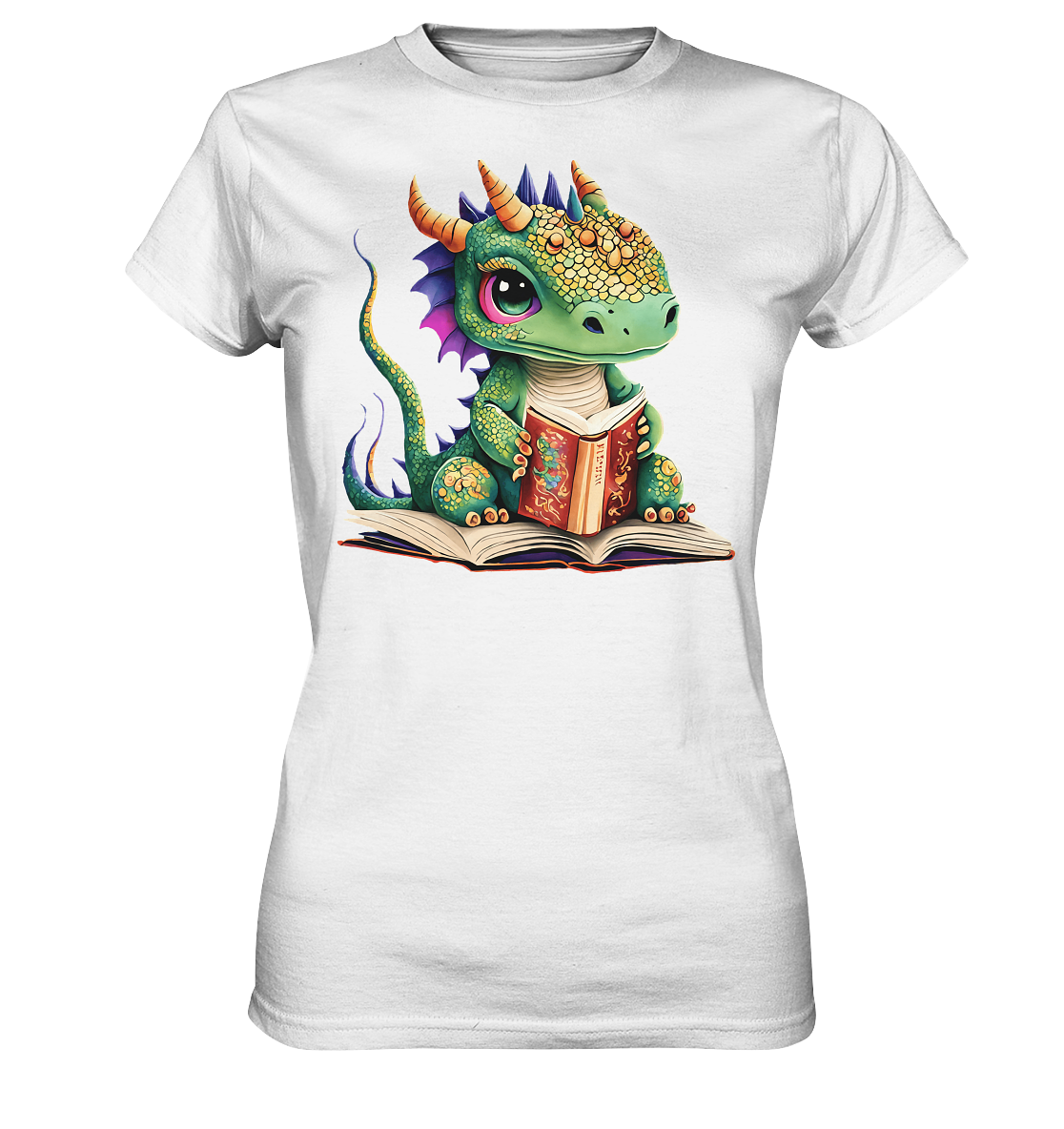 Kleiner lesender Drache -personalisierbar - Ladies Premium Shirt
