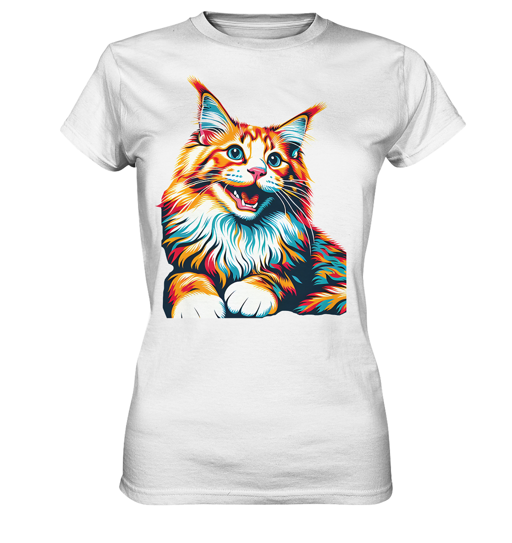 Maine Coon Katze Pop Art - personalisierbar - Ladies Premium Shirt