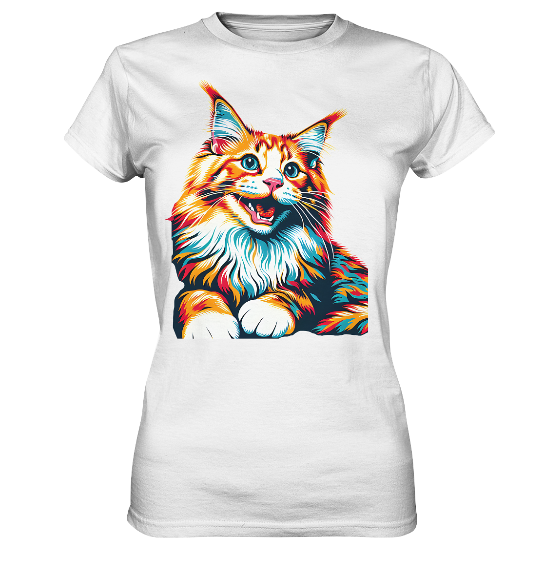 Maine Coon Katze Pop Art - personalisierbar - Ladies Premium Shirt