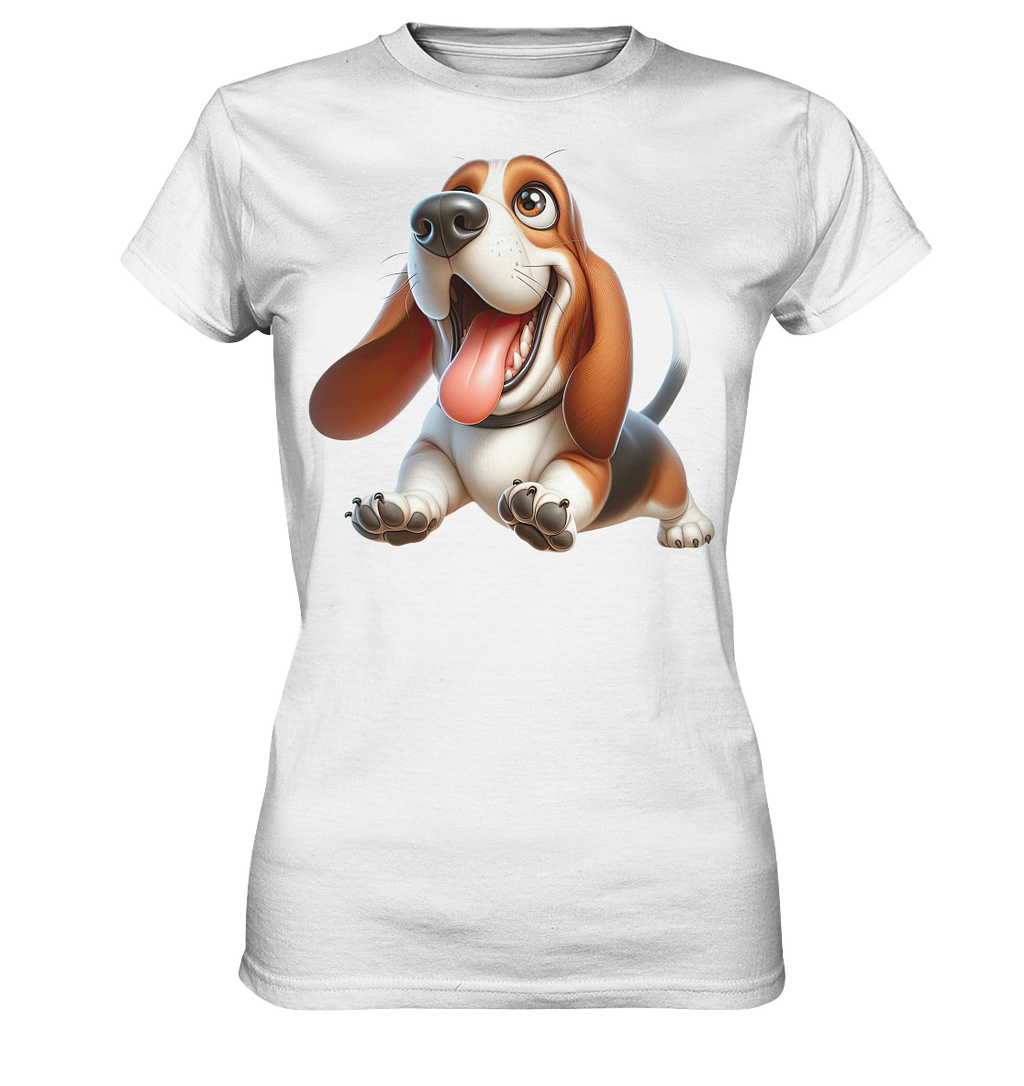 Basset Hound Cartoon personalisierbar - Ladies Premium Shirt