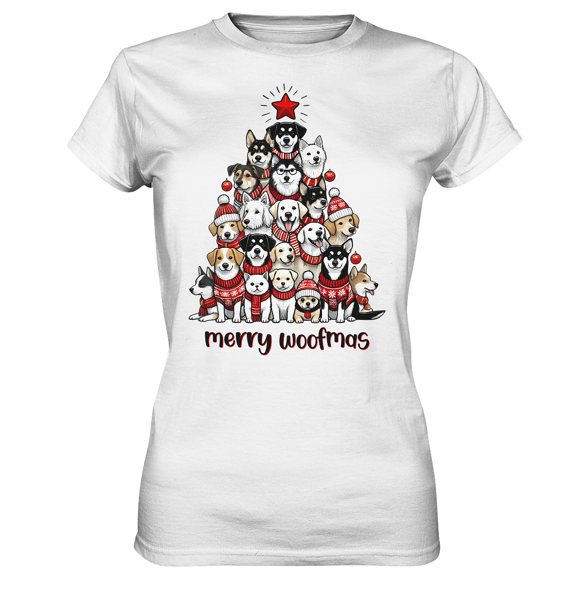 Weihnachten Christmas Hunde Baum Merry Woofmas - Ladies Premium Shirt
