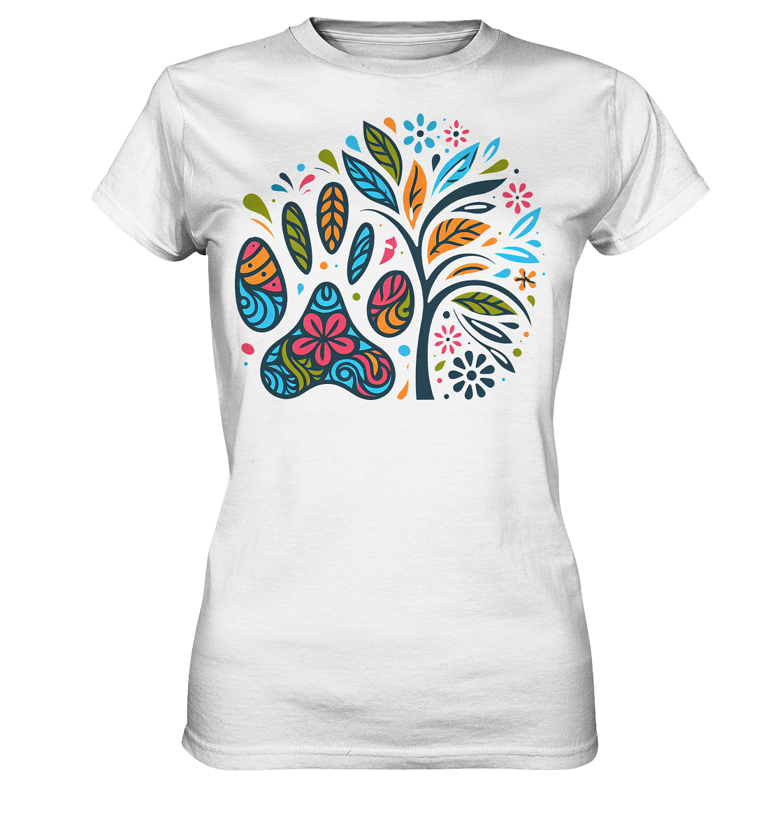 Pfote und Baum Farbenfrohes Design - Ladies Premium Shirt
