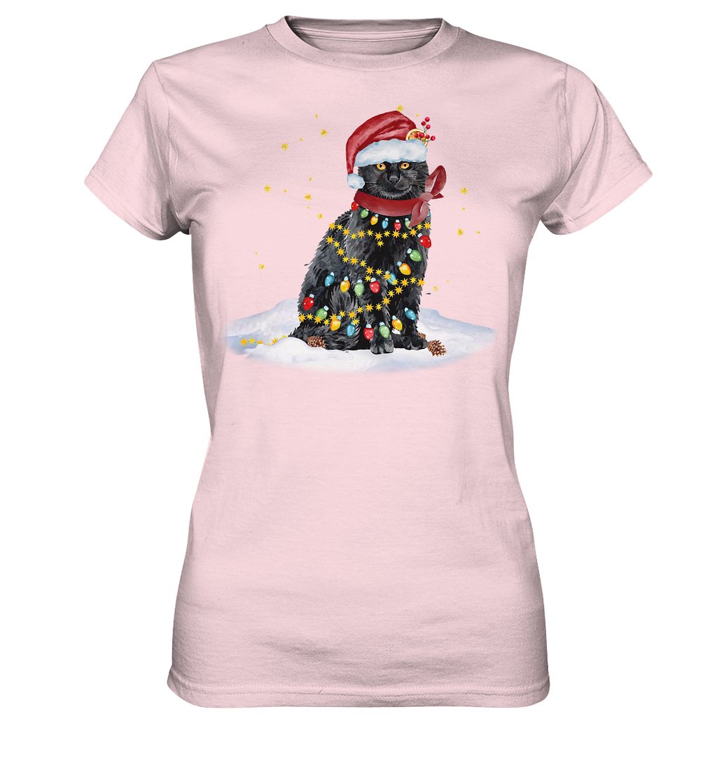 Lustige Weihnachts Katze Zeichnung - Ladies Premium Shirt