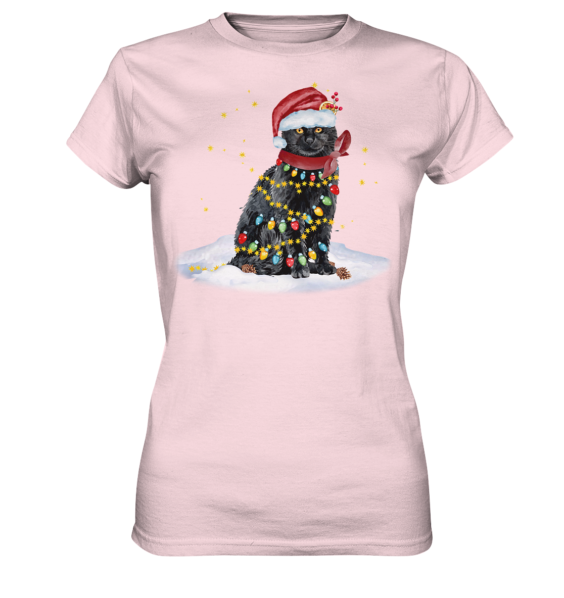 Lustige Weihnachts Katze Zeichnung - Ladies Premium Shirt