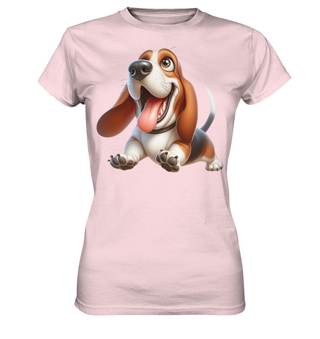 Basset Hound Cartoon personalisierbar - Ladies Premium Shirt