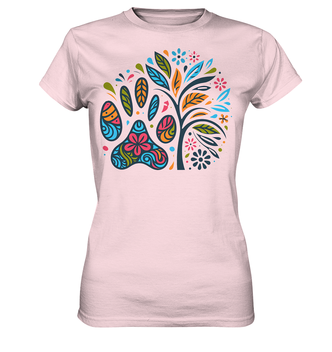 Pfote und Baum Farbenfrohes Design - Ladies Premium Shirt