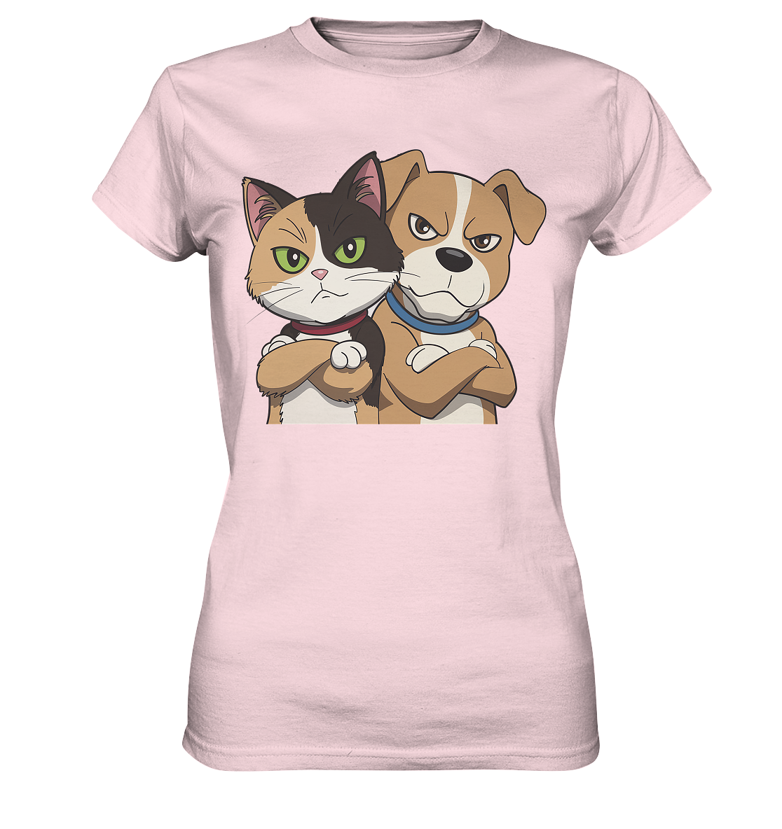 Hund und Katze grumpy - personalisierbar - Ladies Premium Shirt