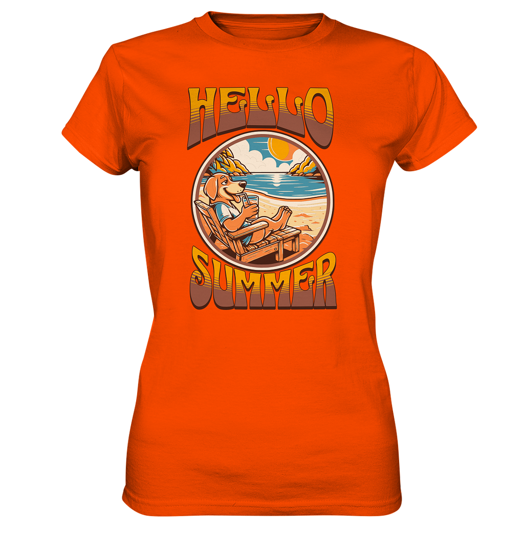 Hello Summer Hund am Strand Retro - Ladies Premium Shirt