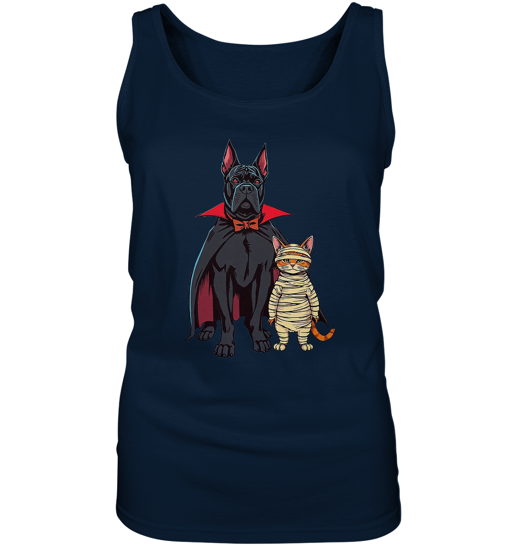 Halloween Cane Corso mit Katze als comic - Ladies Tank-Top