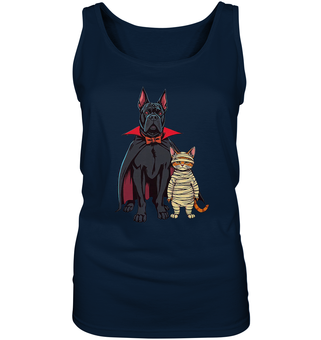 Halloween Cane Corso mit Katze als comic - Ladies Tank-Top