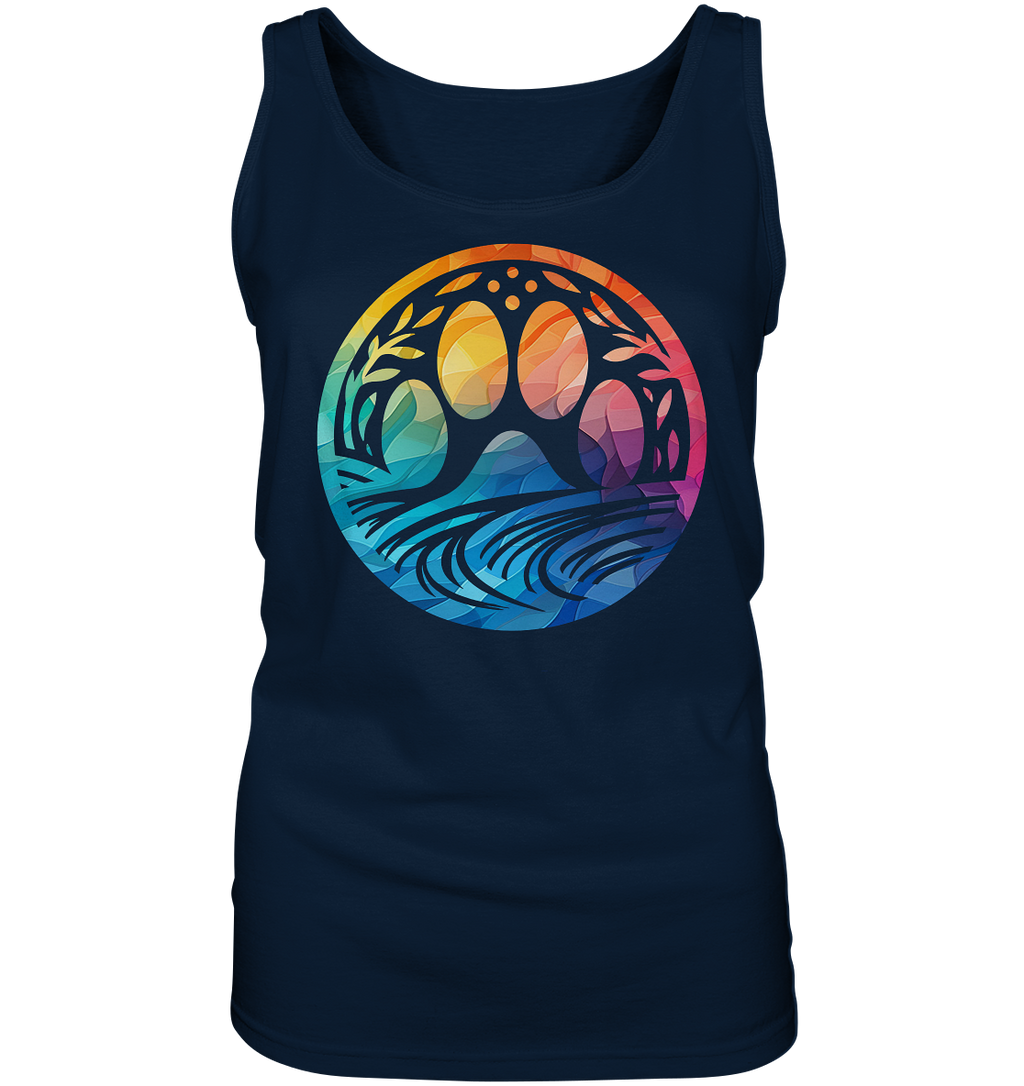 Modern Design Pfote mit regenbogenartigen Farbverlauf  - Ladies Tank-Top