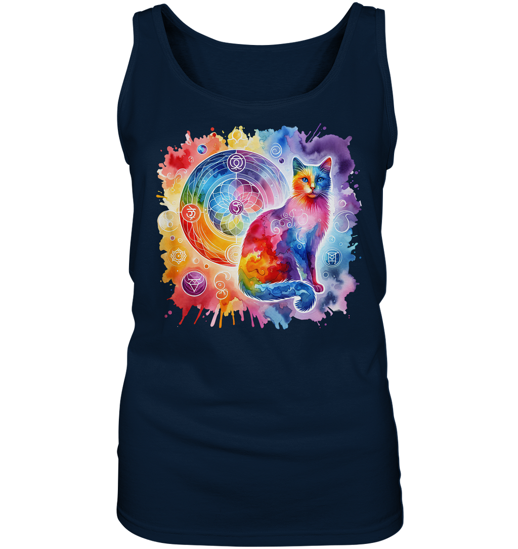 Ein Shakra Design mit Katze - Ladies Tank-Top