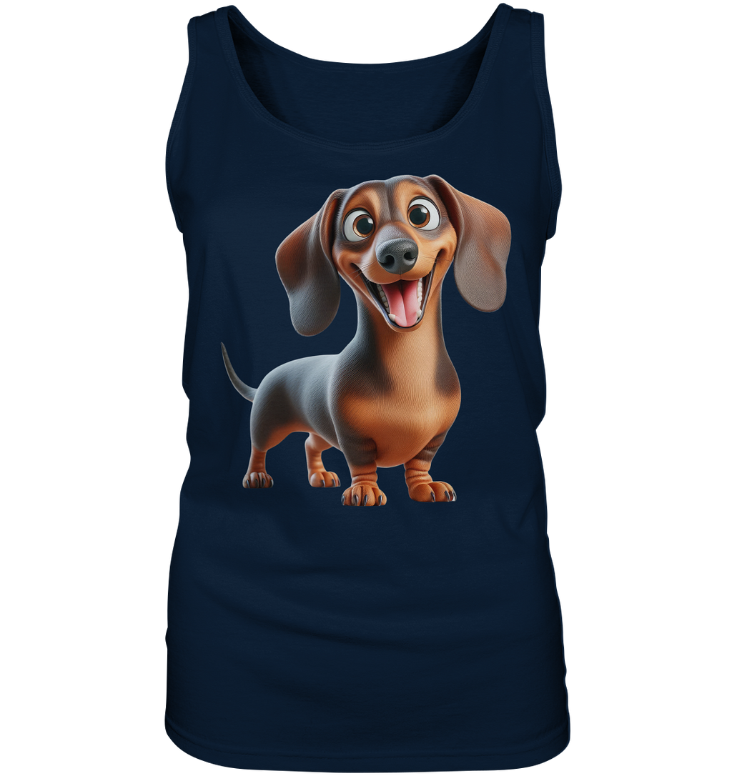 Happy Dackel Cartoon - personalisierbar - Ladies Tank-Top